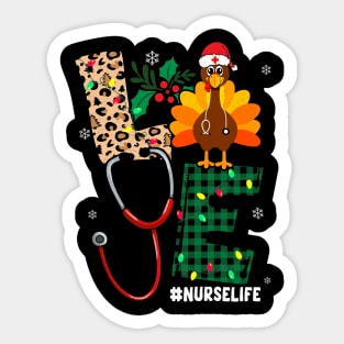 Leopard Plaid Christmas Nurse Life Thanksgiving Turkey Xmas Sticker